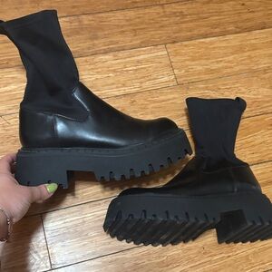 Zara Black Stretch Ankle Booties